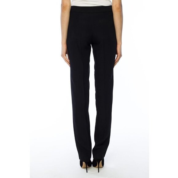 NWT Emporio Armani Black Virgin Wool Pleated Front Straight Leg Trouser Pants - Picture 2 of 14